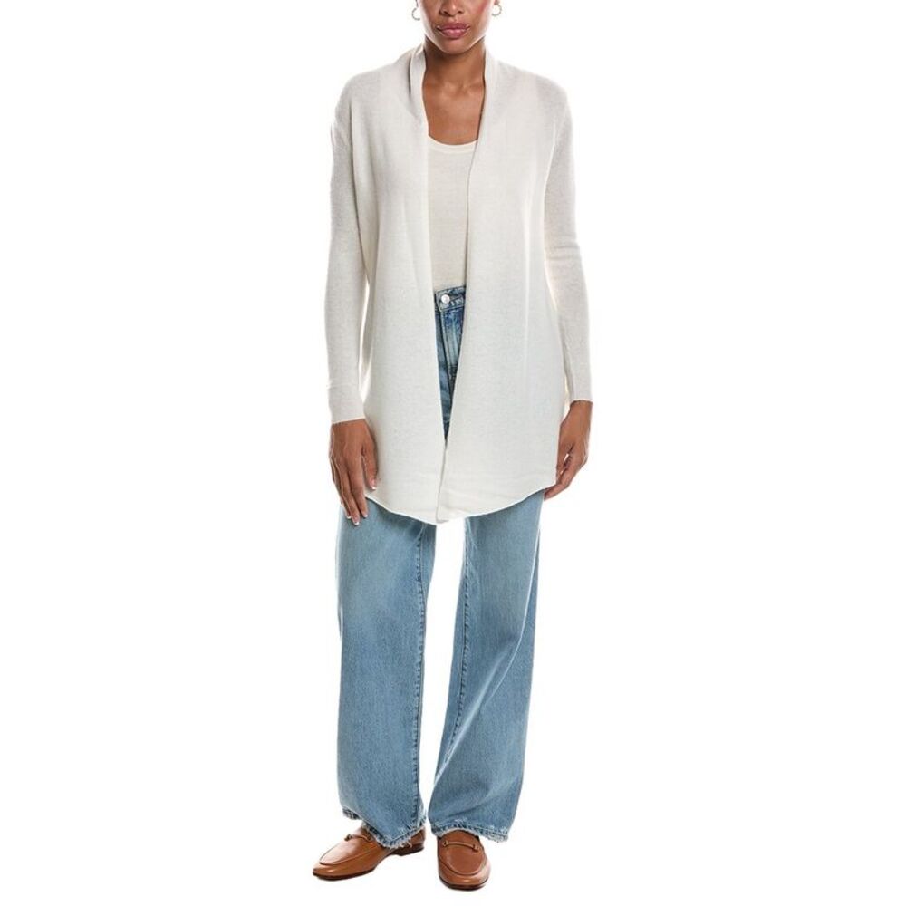 Incashmere Womens  Open Front 100% Cashmere Cardigan, White